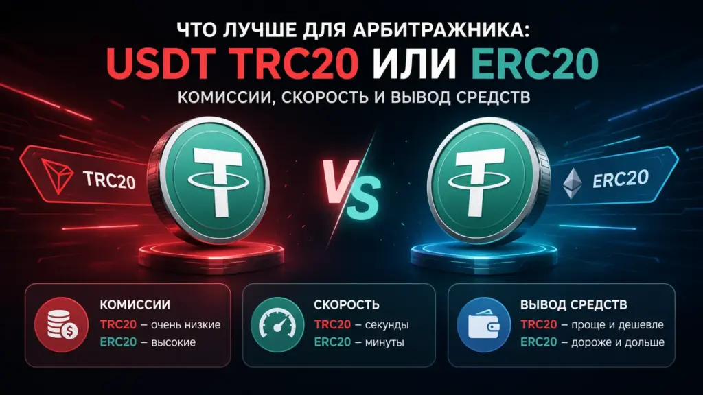 Что лучше для арбитражника: USDT TRC20 или ERC20 — комиссии, скорость и вывод средств