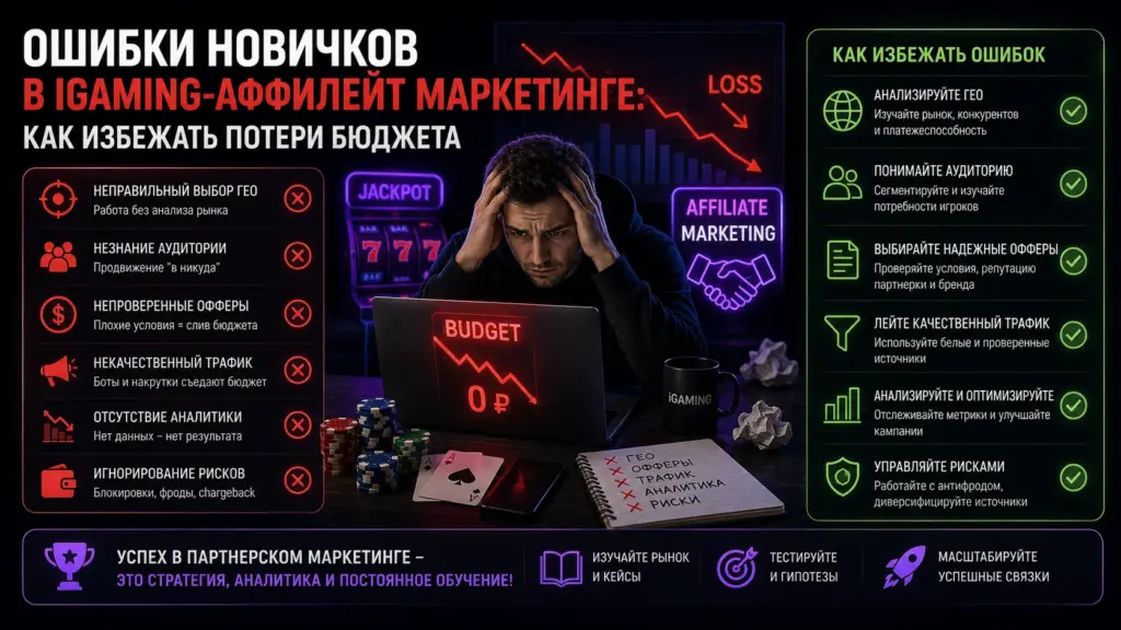 Ошибки новичков в iGaming-аффилейт маркетинге