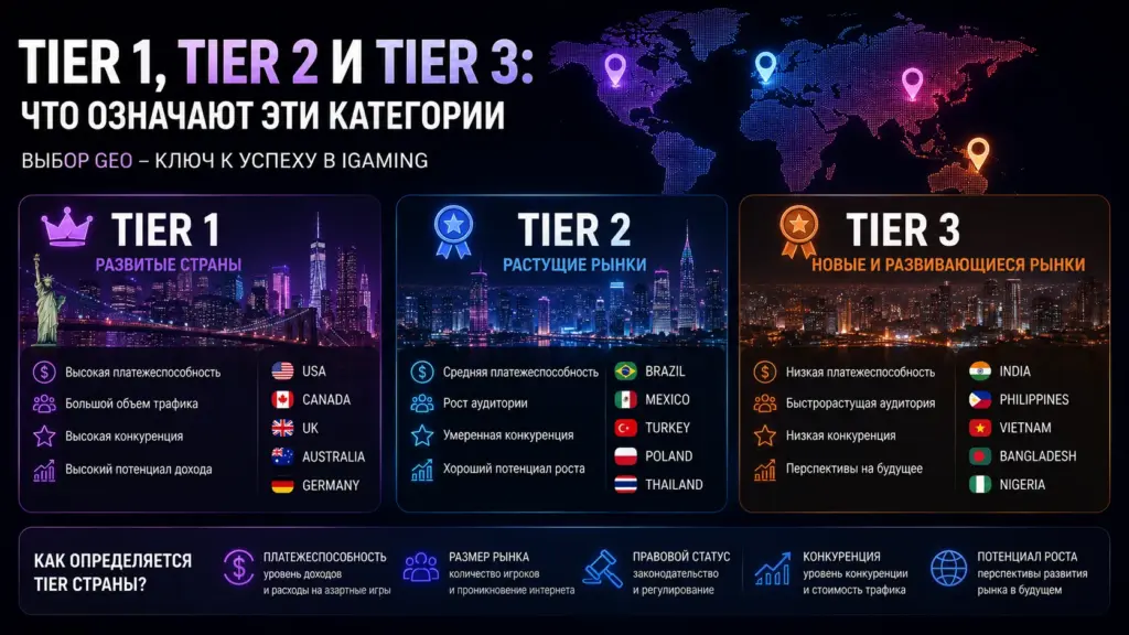 Tier 1, Tier 2 и Tier 3: что означают эти категории в iGaming